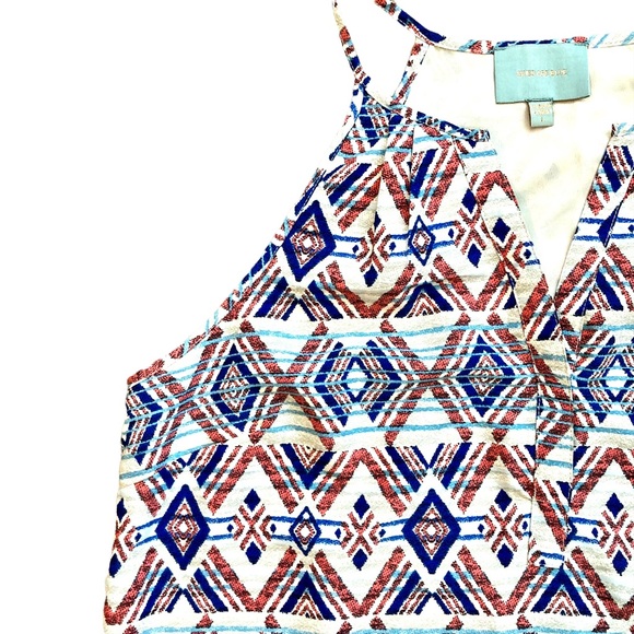 Skies Are Blue Women’s sleeveless halter geometric print shift dress, Sz L - Picture 9 of 15